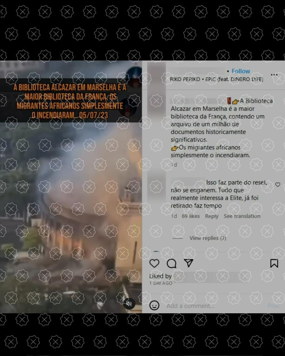 Print de vídeo que mostra o incêndio na sede dos correios das Filipinas, em Manila, tem sido difundido nas redes como se retratasse um incêndio em biblioteca na França