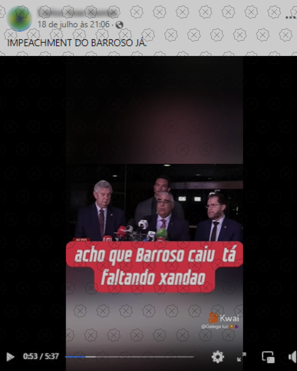 Posts compartilham vídeo antigo para fazer crer que Eduardo Girão e outros senadores ajuizaram recentemente pedido de impeachment contra o ministro Luís Roberto Barroso