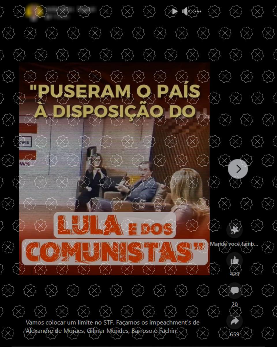 Posts difundem trecho editado do programa Central Globonews para fazer que o jornalista Merval Pereira afirmou que o STF colocou o Brasil à disposição de Lula e comunistas