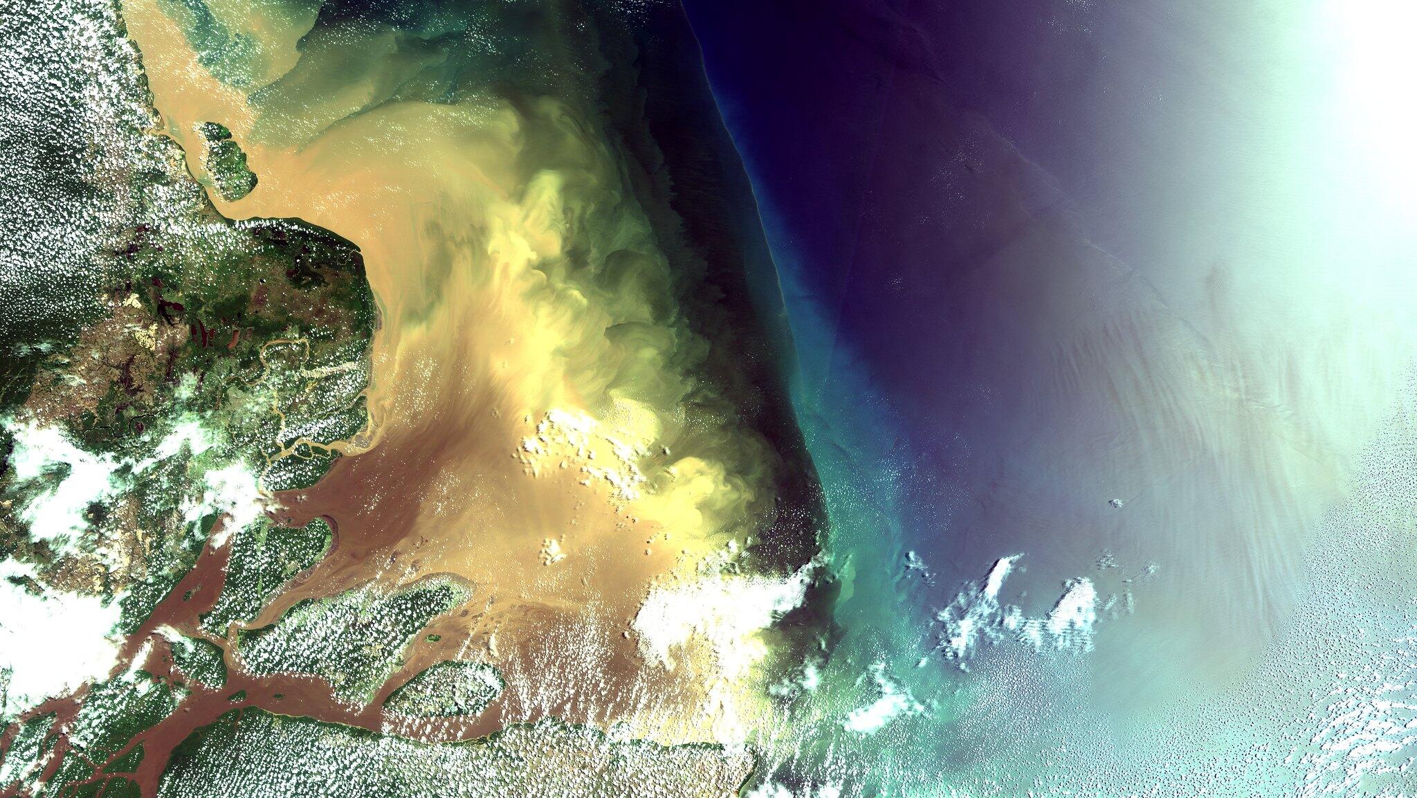 Imagem aérea mostra região da bacia da foz do rio Amazonas