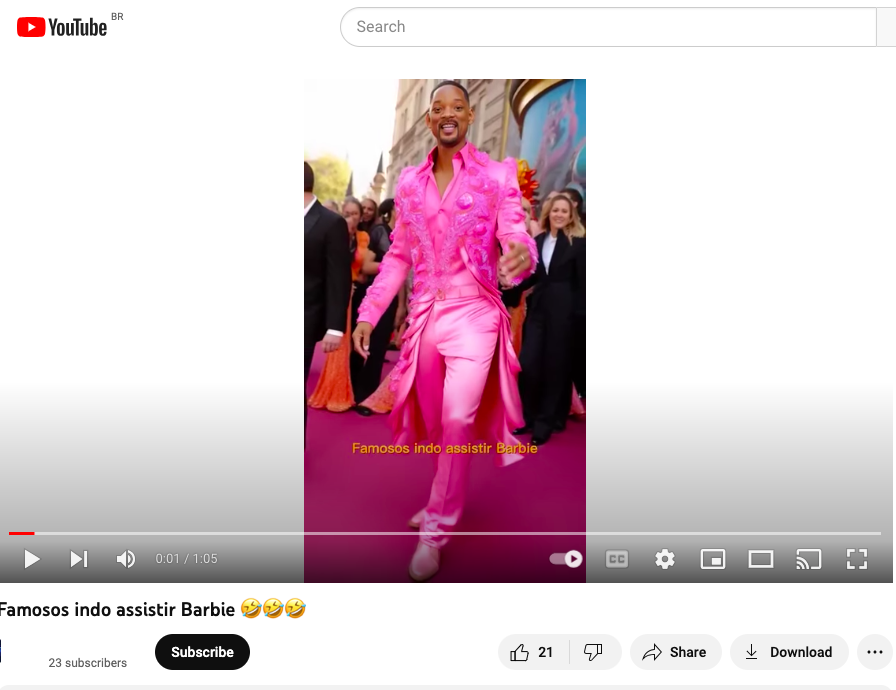 Vídeo feito por IA mostra atores de Hollywood vestidos de cor de rosa como se fossem assistir ao filme da Barbie