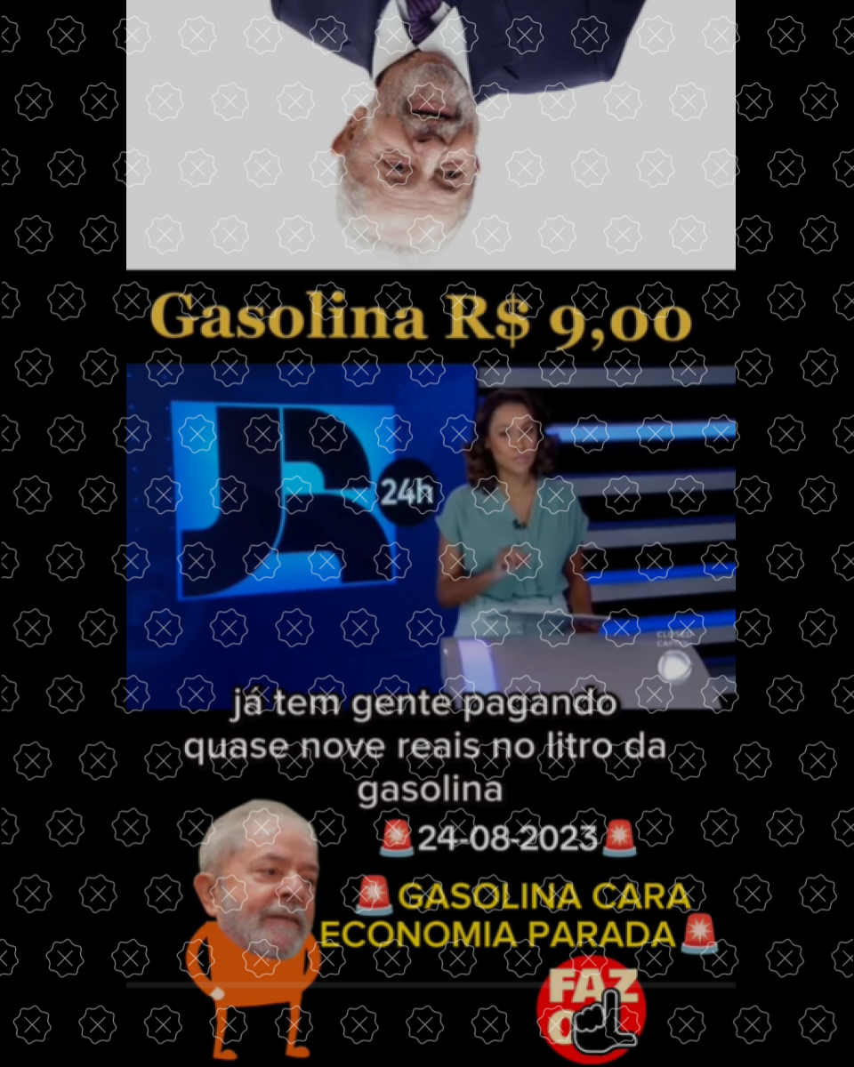 Print do post com imagens de Lula e com reportagem de maio de 2022 sobre o aumento do preço da gasolina como se fosse atual.