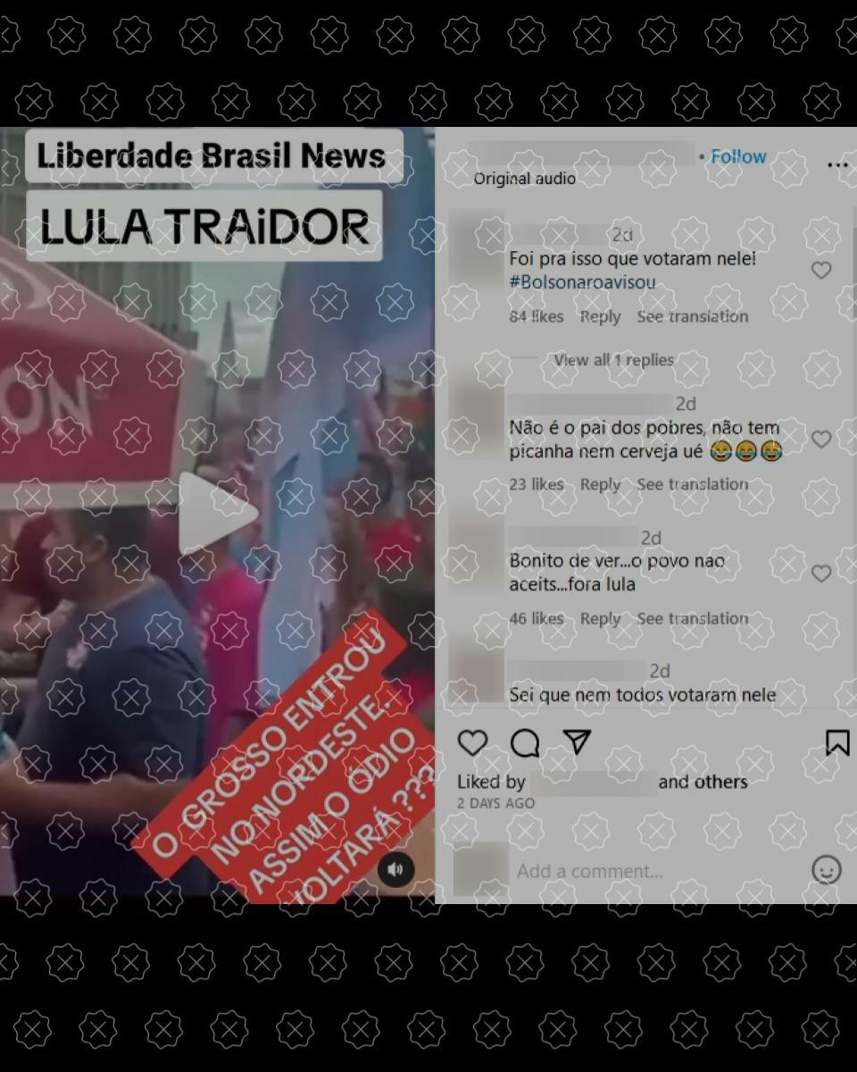 Vídeo de 2022 que mostra manifestação contra o governador da Paraíba, João Azevêdo, circula acompanhado de legenda enganosa que sugere que palavras de ordem seriam direcionadas contra Lula