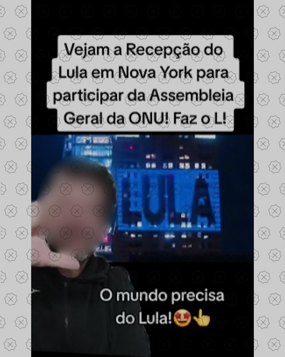 Posts compartilham como se fosse recente vídeo que mostra projeção pró-Lula exibida em edifício nos EUA em outubro de 2022