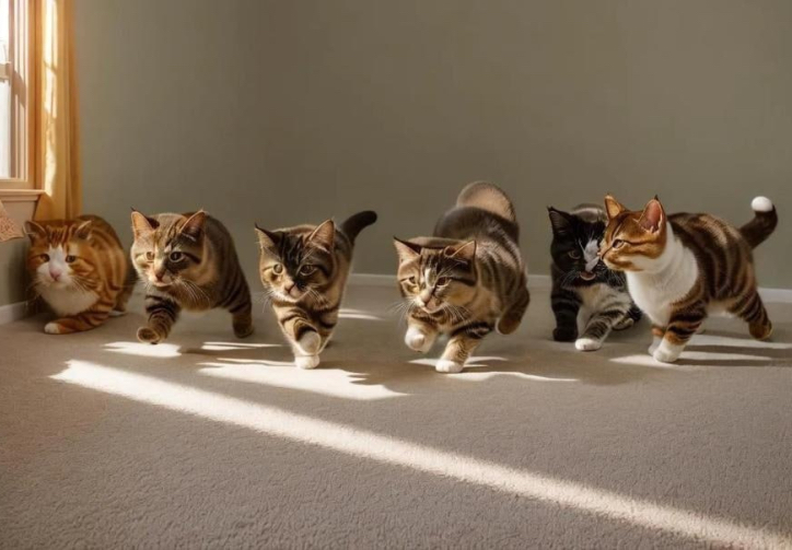 Ilustração gerada por IA mostra seis gatos cujos corpos, juntos, formam a expressão ‘Gay Sex’