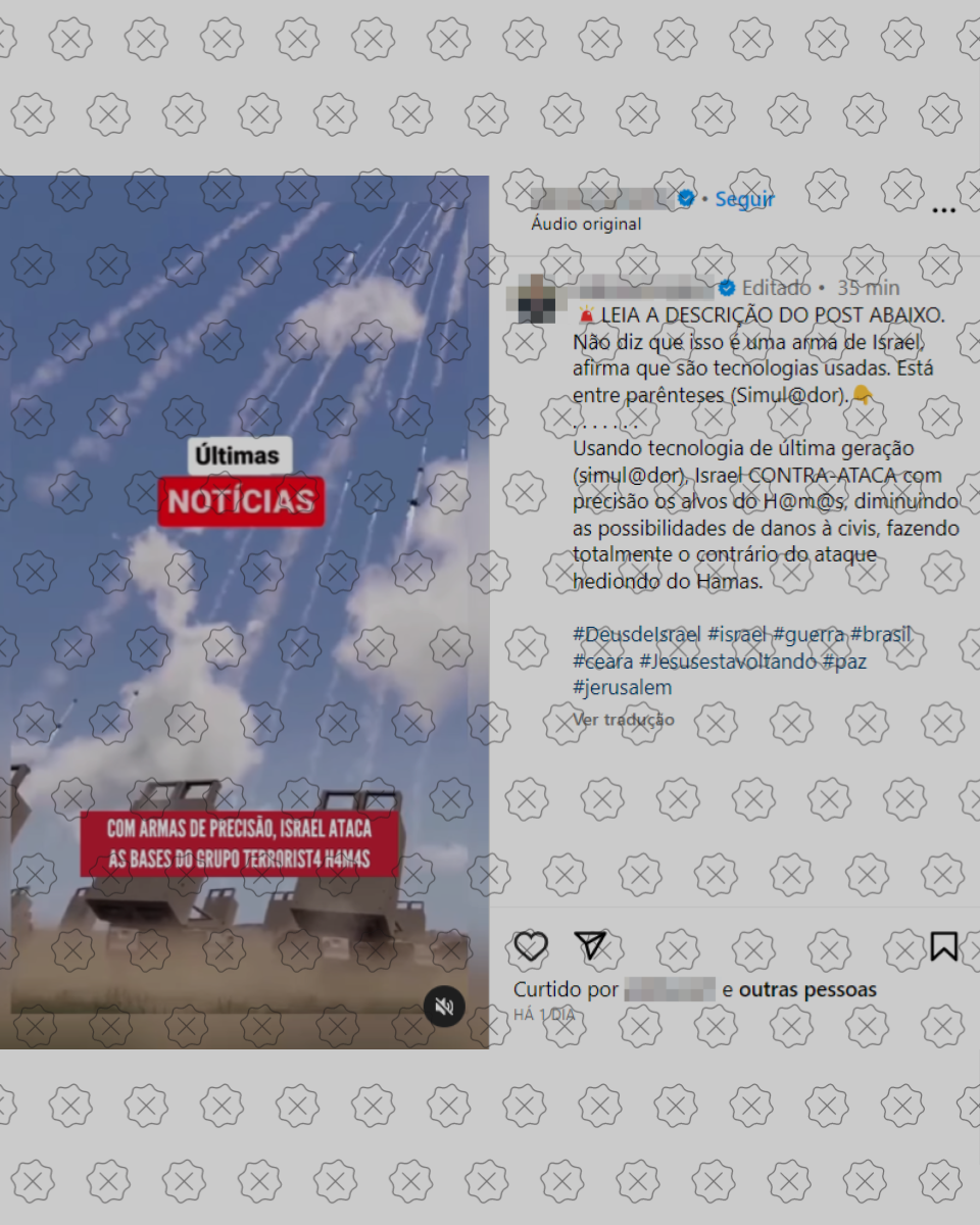 Post enganoso usa imagens do jogo Arma 3 como se fossem registros de um ataque promovido por Israel contra o Hamas 