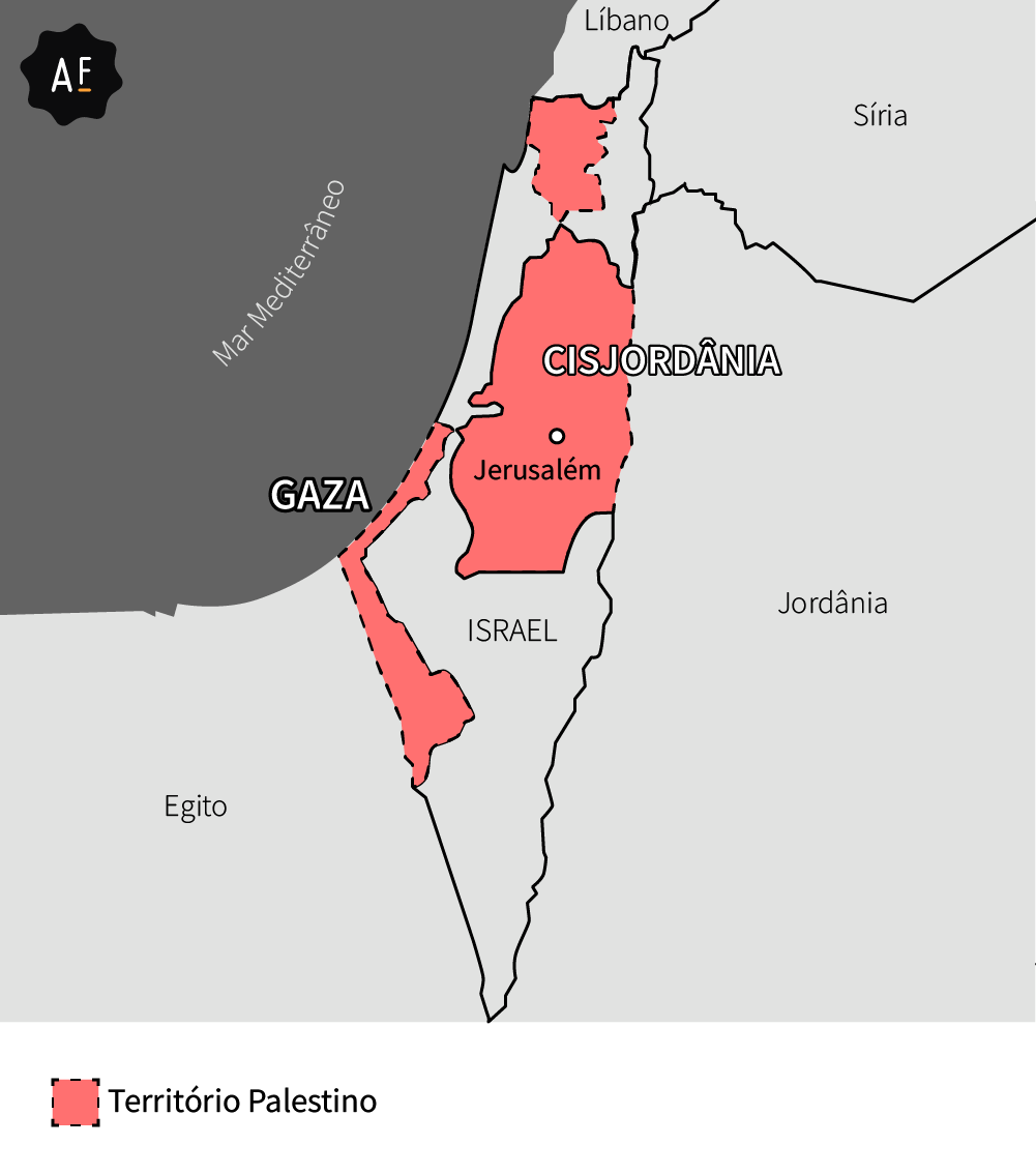 Mapa mostra divisão territoral na Palestina proposto pela ONU