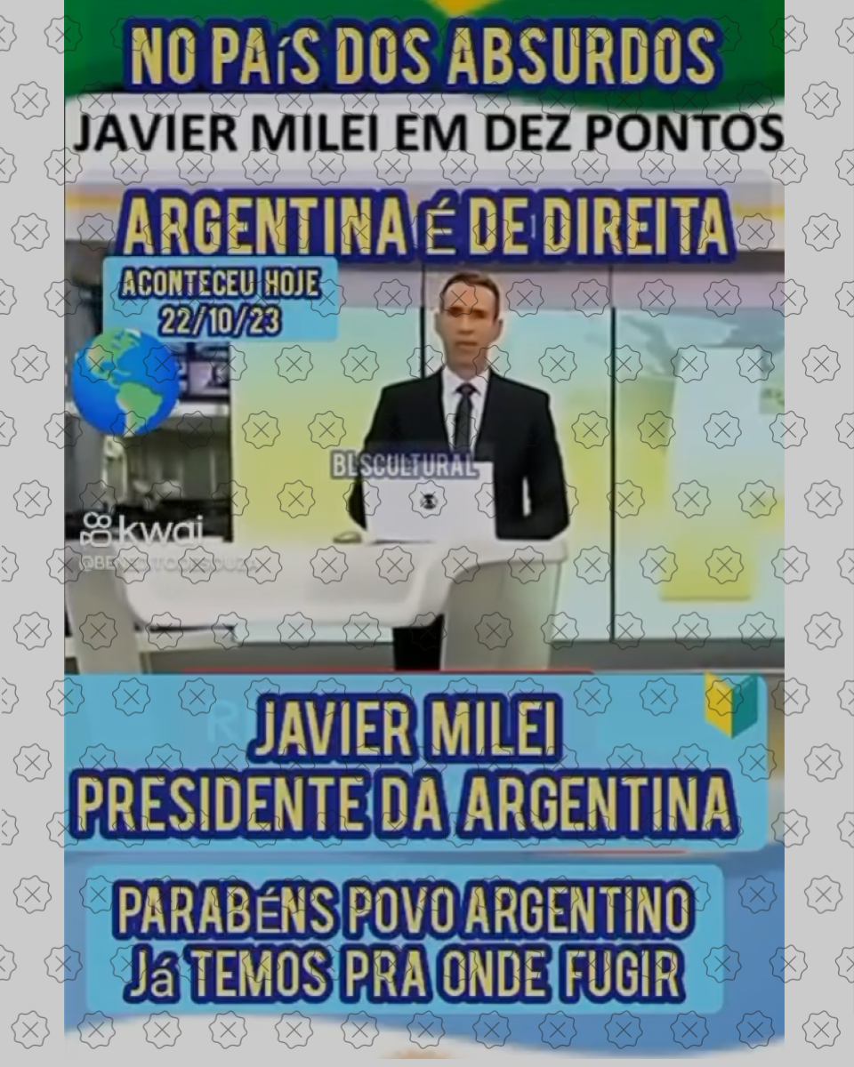 Reportagem do Jornal Hoje compartilhada no Kwai junto de legenda: Javier Milei presidente da Argentina