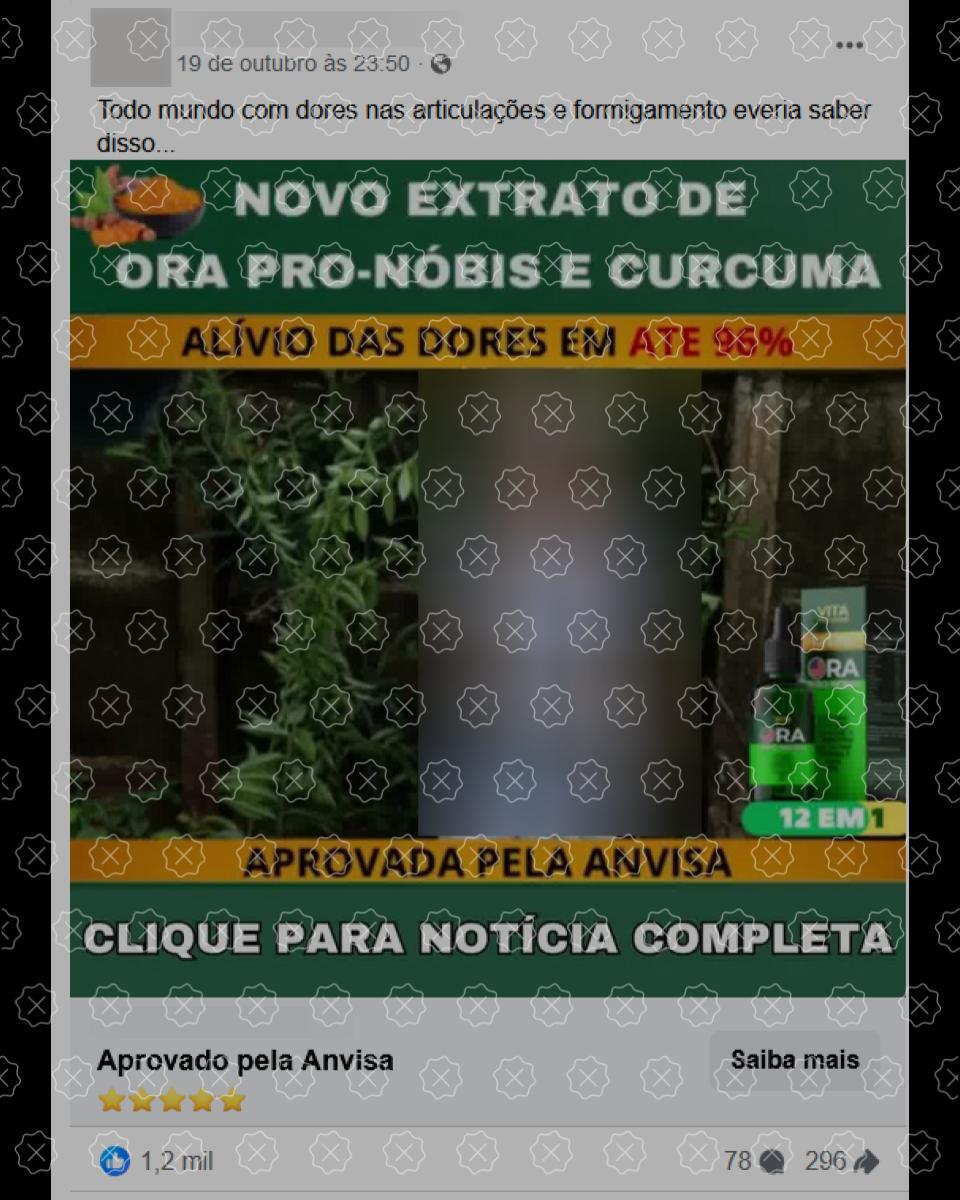 Posts enganam ao dizer que composto Vita Pró-Nobis foi aprovado pela Anvisa para o tratamento de dores reumáticas e articulares