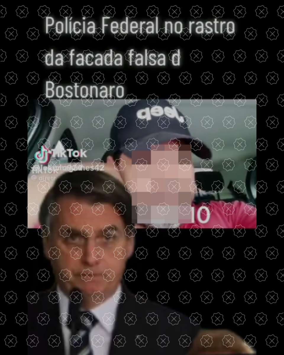 Vídeo mostra homem de boné dentro de carro; legenda que sugere que PF estaria investigando Bolsonaro no caso da facada ocorrida em MG em 2018