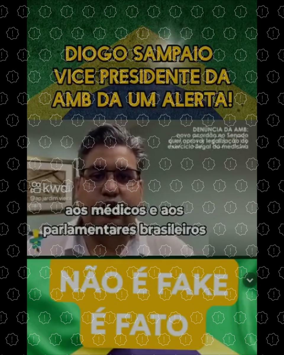 Vídeo de 2020 mostra vice-presidente da AMB, Diogo Sampaio, criticando PL que permitia contratação de médicos sem Revalida