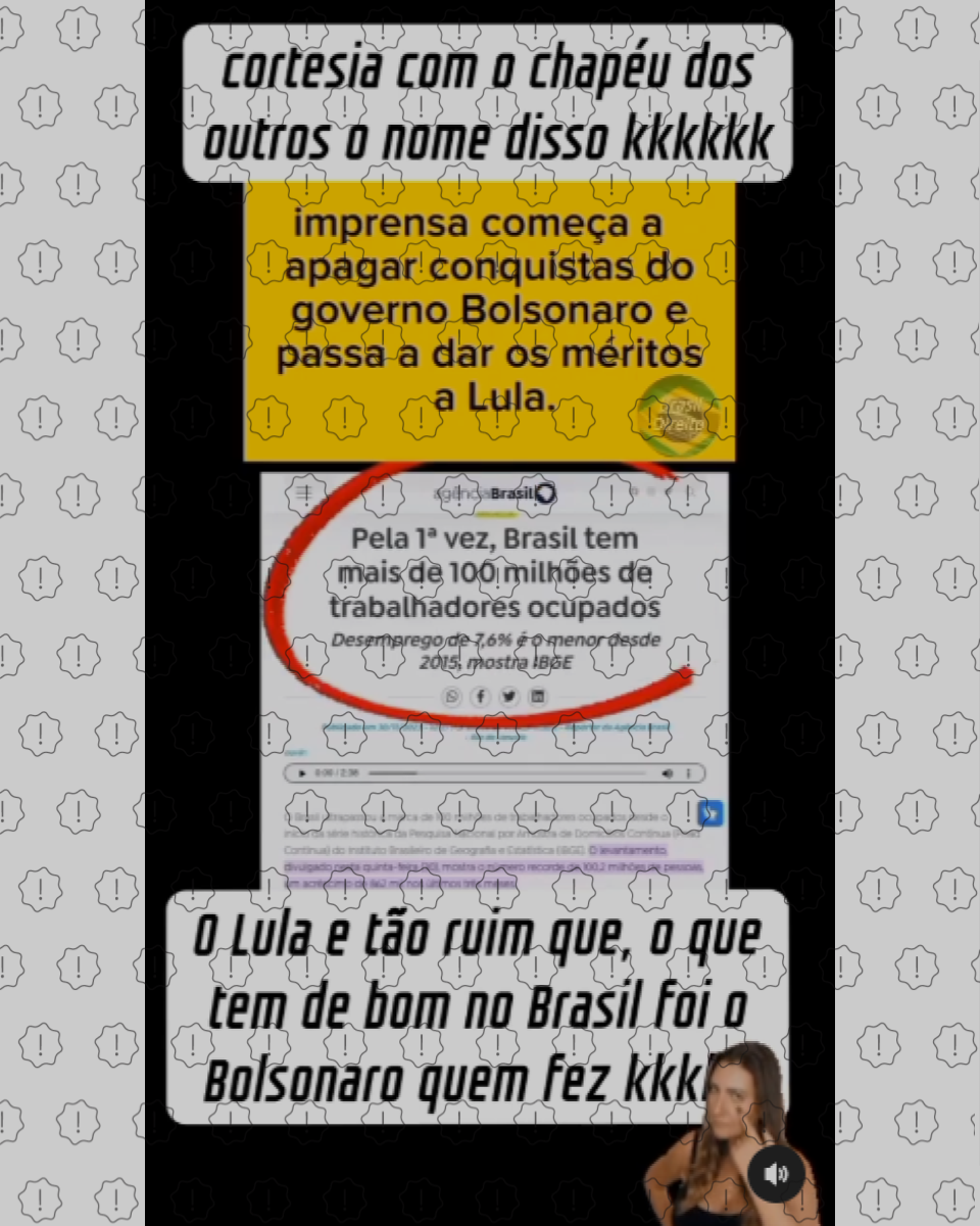 Notícia da EBC sobre Brasil ter ultrapassado marca de 100 milhões de ocupados circula no TikTok com alegação enganosa de que recorde é, na verdade, de Bolsonaro