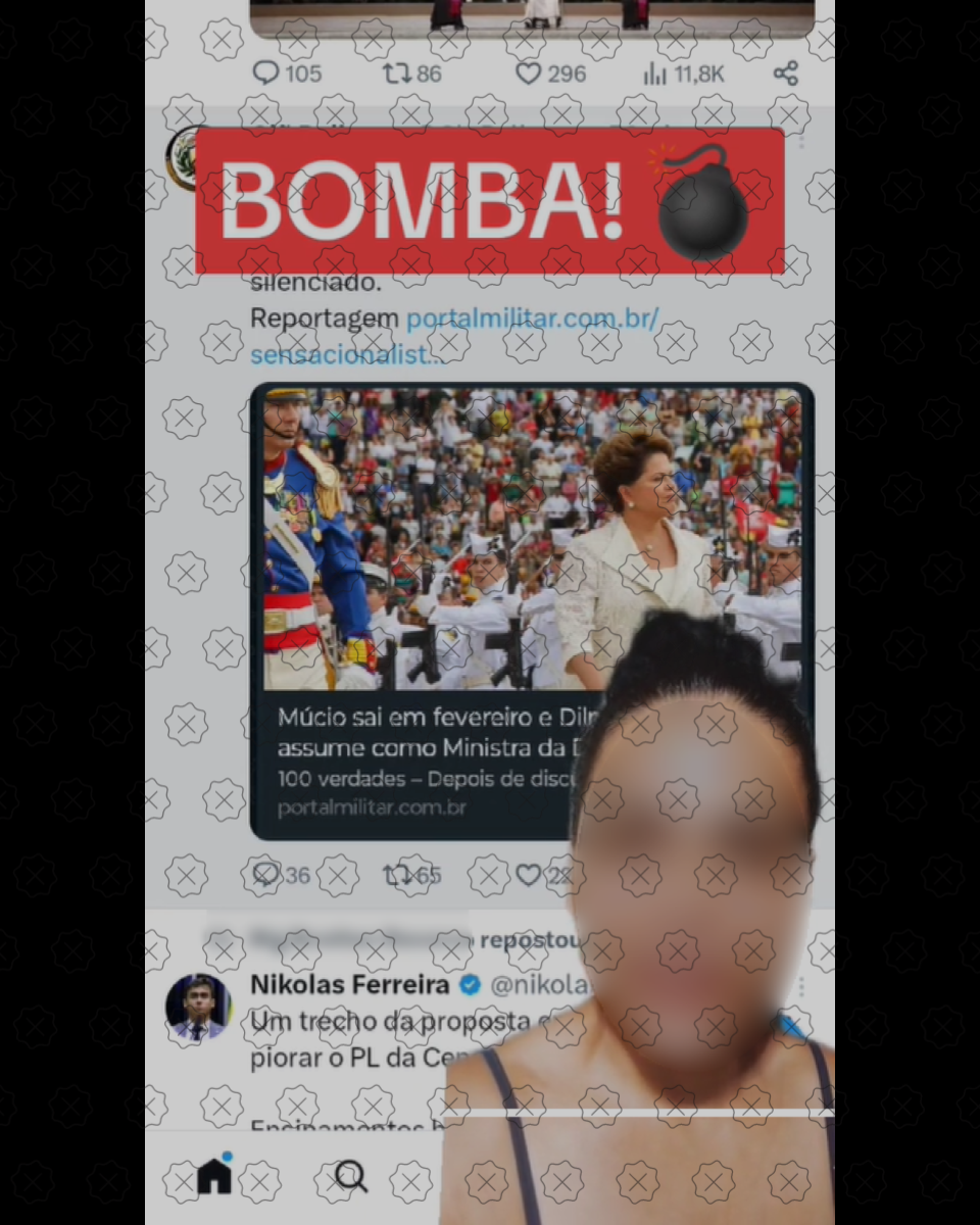Posts compartilham postagem satírica afirmando que Dilma Roussef substituirá José Múcio Monteiro, atual ministro da Defesa, como se fossem verdadeiras.