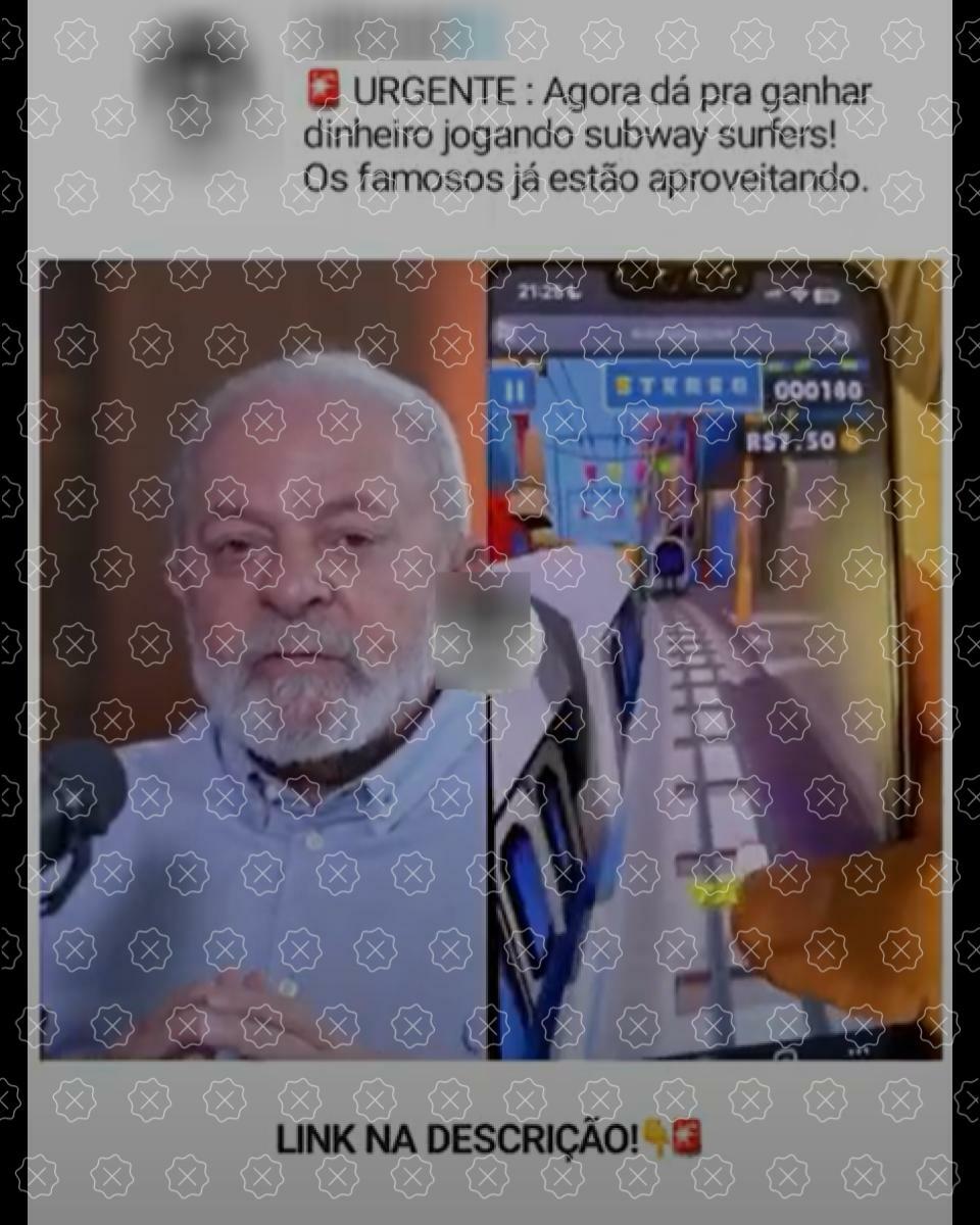 Posts nas redes difundem vídeos adulterados de influenciadores, jornalistas e políticos, a exemplo do presidente Luiz Inácio Lula da Silva, para propagar golpe de falso jogo nas redes sociais
