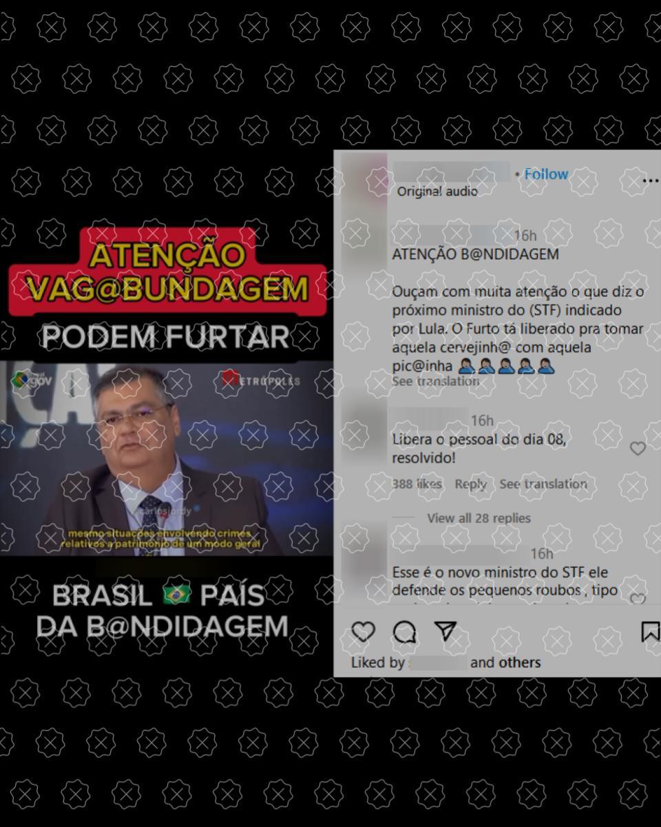 Posts enganam ao fazer crer que Flávio Dino defendeu que furtos sejam liberados no país; parlamentar, na verdade, defendeu que penas alternativas para esse crime