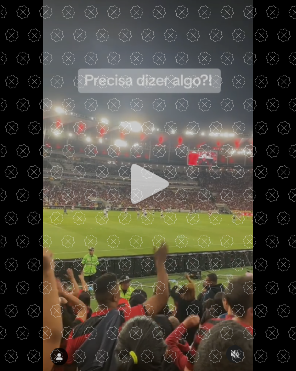 Vídeo mostra torcida do Flamengo no Maracanã; na parte superior há a legenda ‘Precisa dizer algo?!’
