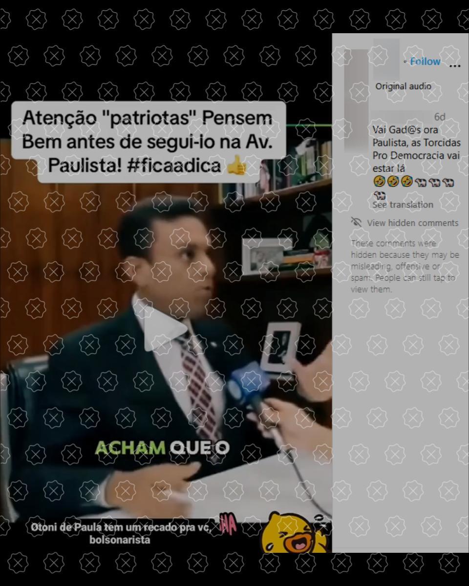 Posts difundem entrevista editada de Otoni de Paula de 2022 para fazer crer que o parlamentar alertou que apoiadores de Bolsonaro serão presos no próximo domingo (25).