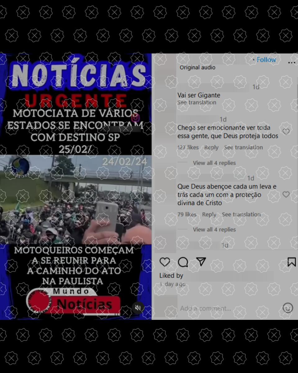 Posts difundem vídeo de motociata pró-Bolsonaro que contou com a participação de Luciano Hang como se tivesse sido gravada no último sábado, o que é falso
