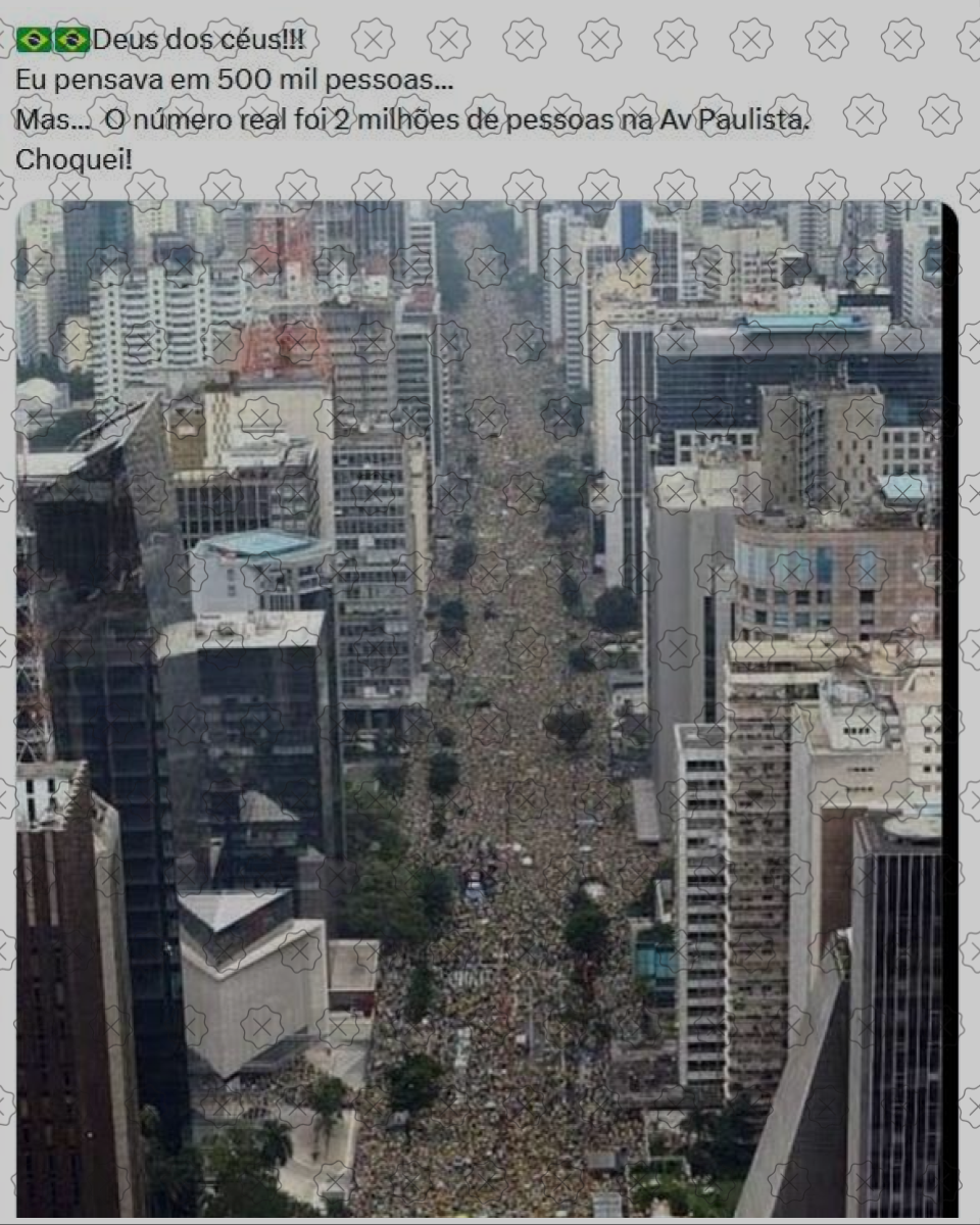 Foto de avenida paulista lotada circula como se tivesse sido registrada no último domingo