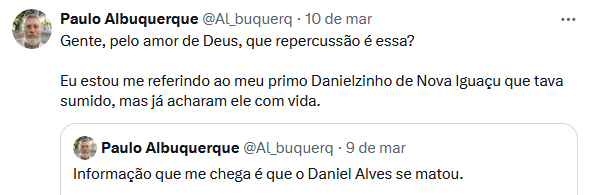 Autor do boato disse que se referia ‘ao primo Danielzinho de Nova Iguaçu que tava sumido, mas já acharam ele com vida’