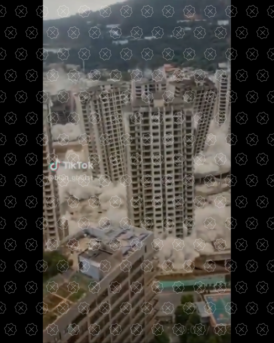 Vídeo mostra diversos prédios desabando ao mesmo tempo enquanto pessoas gravam o momento com seus celulares