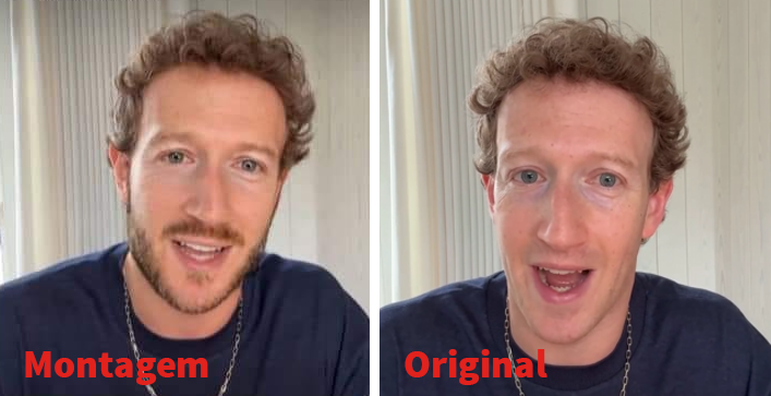 Comparação mostra rosto editado de Zuckerberg ao lado de rosto original