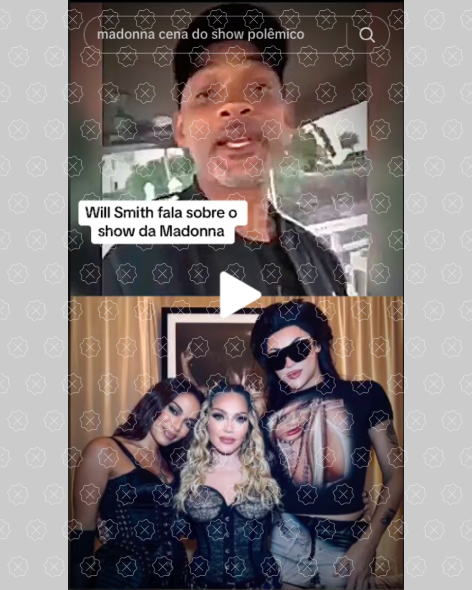 Print de vídeo com falso depoimento de Will Smith sobre show de Madonna