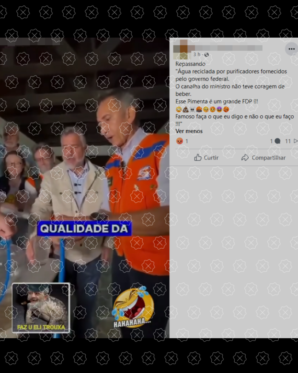 Vídeo de Pimenta em Porto Alegre circula com legenda que diz que ele teria se recusado a provar água dos purificadores