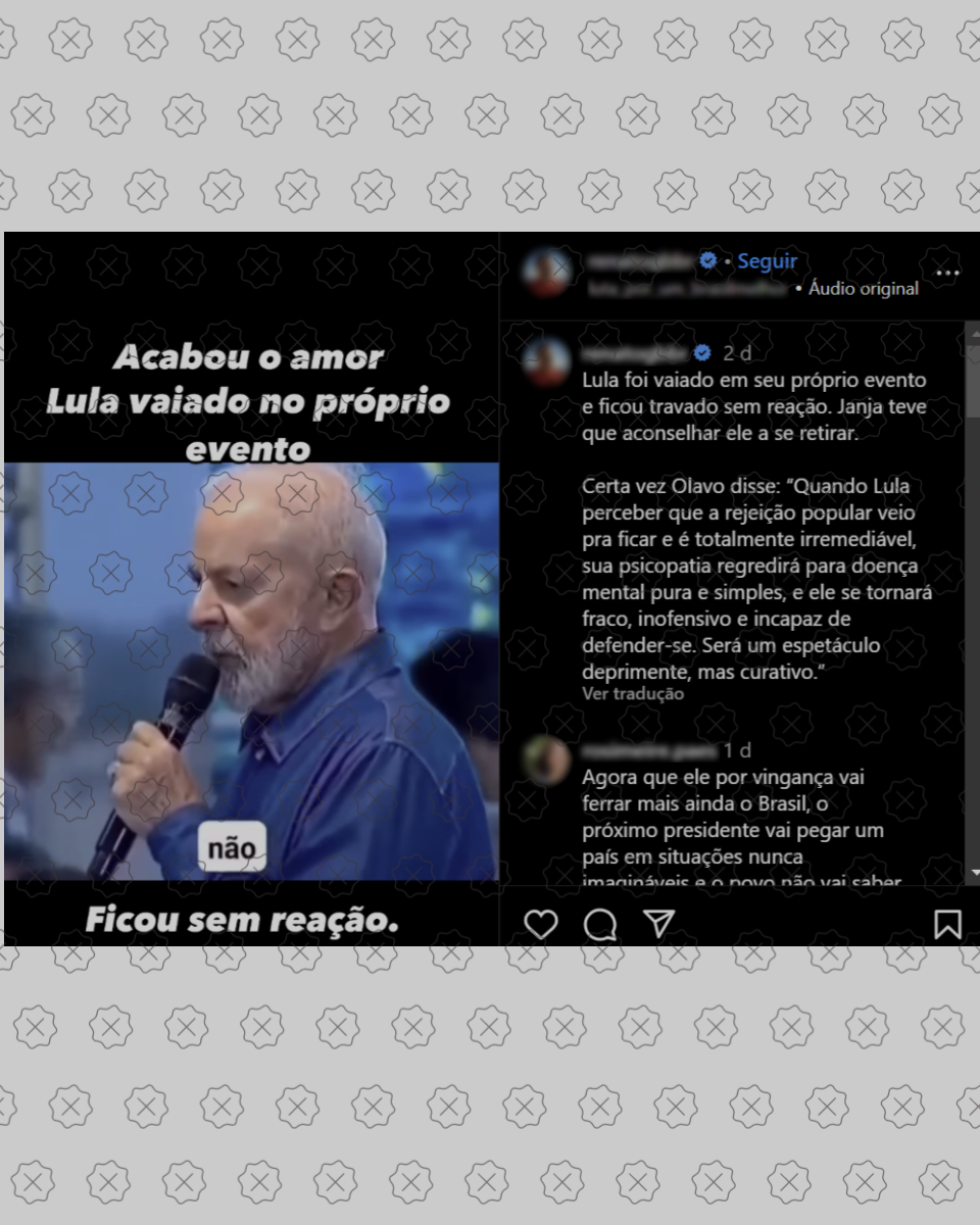 Publicações usam trecho fora de contexto e editado com legendas falsas para fazer crer que Lula foi vaiado e aconselhado a deixar o palco durante um evento