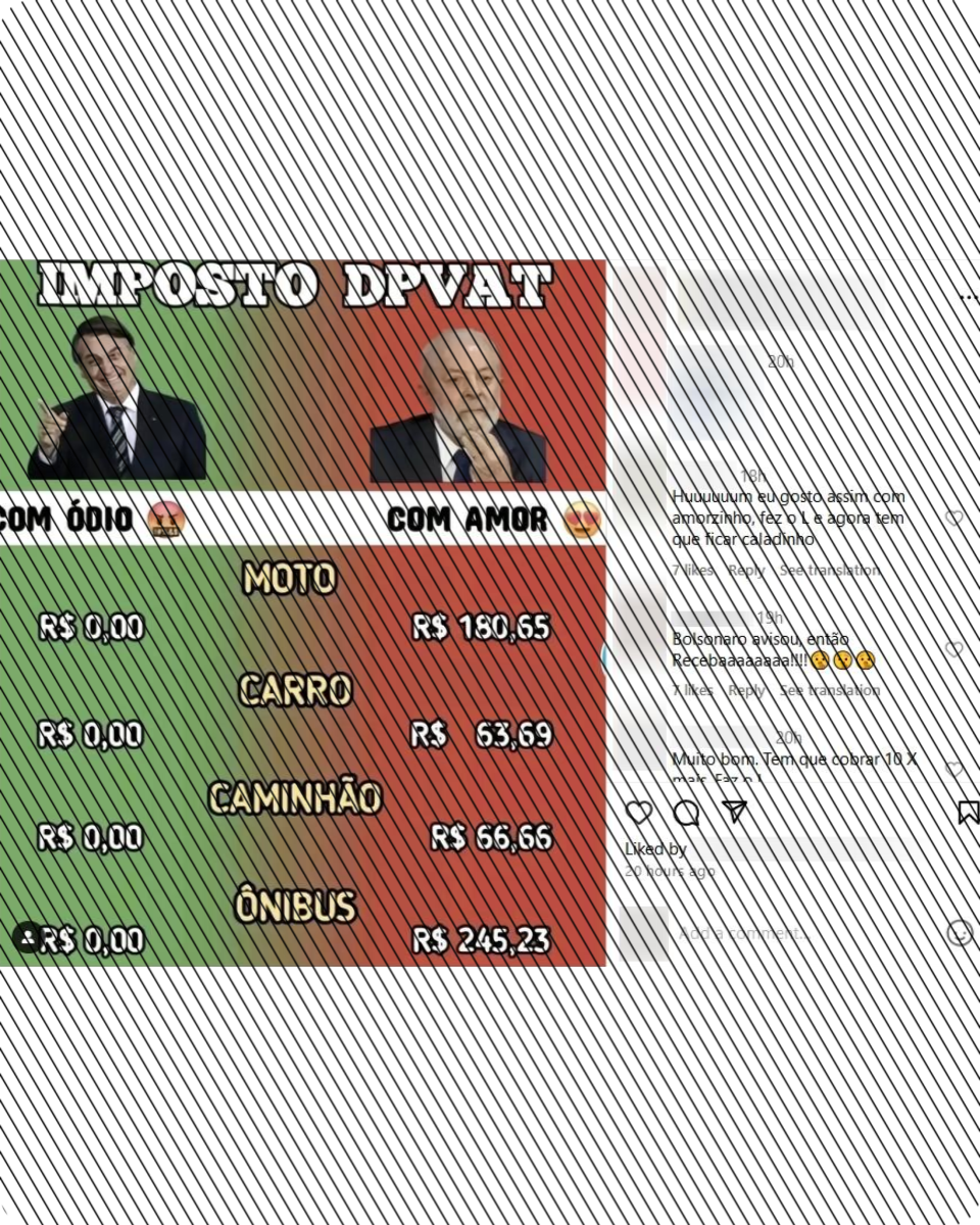 Comparativo mostra que não houve cobrança do DPVAT durante todo o governo Bolsonaro e que a taxa voltou com valores de até R$ 245,23 no governo Lula, o que é falso