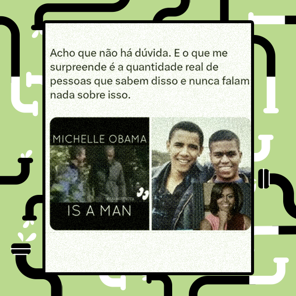 Foto de Obama ao lado de rosto editado de Michelle circula com legenda ‘acho que não há dúvida. E o que me surpreende é a quantidade real de pessoas que sabem disso e nunca falam nada sobre isso’