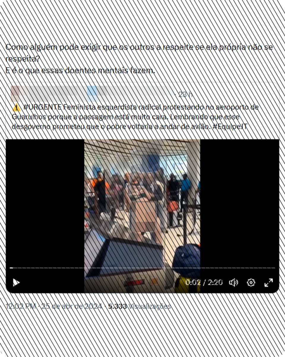 Vídeo mostra mulher nua sendo contida por segurança na fila de embarque de um aeroporto