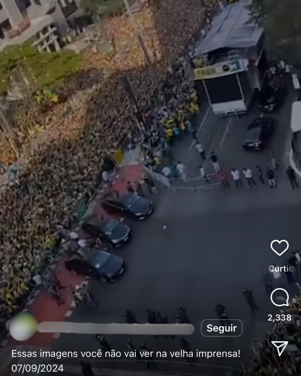 Post usa vídeo gravado em 2021 como se mostrasse protestos recentes na avenida Paulista