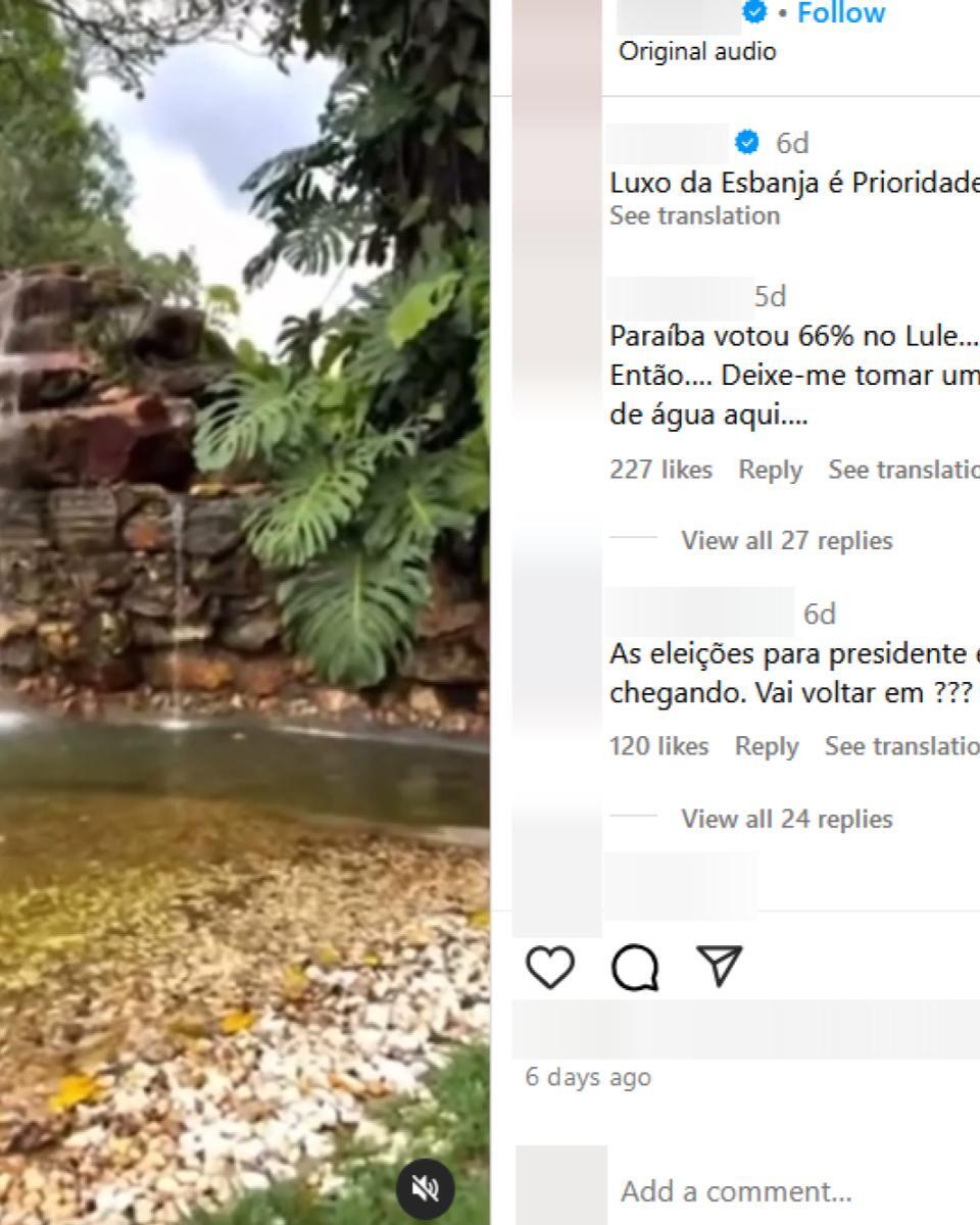 Posts fazem crer que Janja exibiu cascata na Granja do Torto no mesmo dia que governo teria decidido cortar a Operação Carro-Pipa, o que é falso