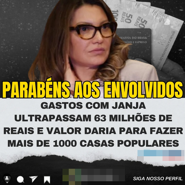Foto de Janja com notas de dinheiro ao fundo circula junto de legenda enganosa