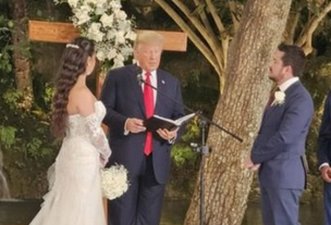 É montagem foto que mostra Trump no casamento de Paulo Figueiredo