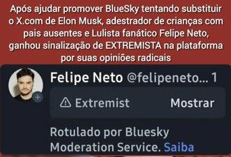 Perfil de Felipe Neto no Bluesky não foi classificado como extremista