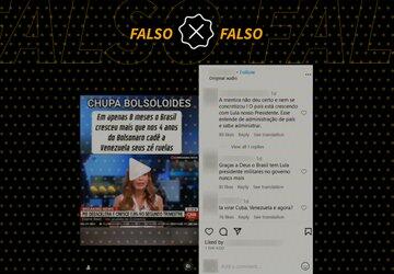 É falso que o PIB cresceu mais em 8 meses de governo Lula do que em 4 anos de Bolsonaro