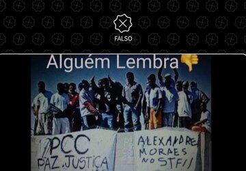 Foto de presos com faixa em apoio a Alexandre de Moraes no STF é montagem