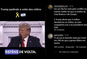 Vídeo de Trump pedindo liberação de reféns do Hamas é de julho, não pós-eleição