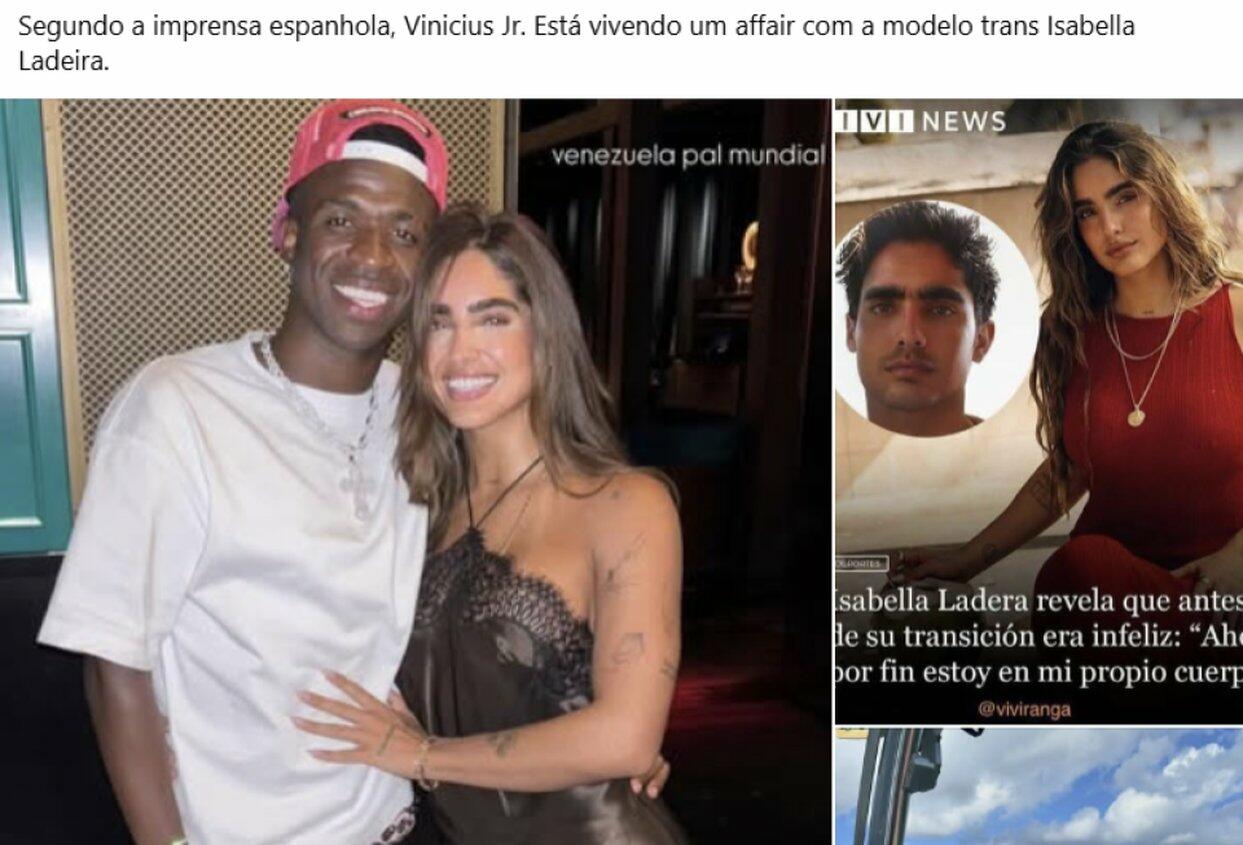 Posts transfóbicos desinformam sobre gênero de modelo que teria caso com Vini Jr.