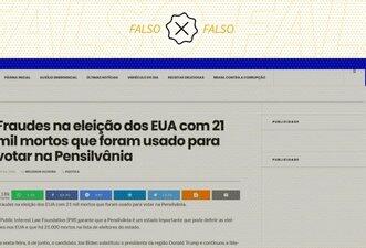Denúncia sobre 21 mil mortos em cadastro de eleitores da Pensilvânia não prova fraude na votação nos EUA