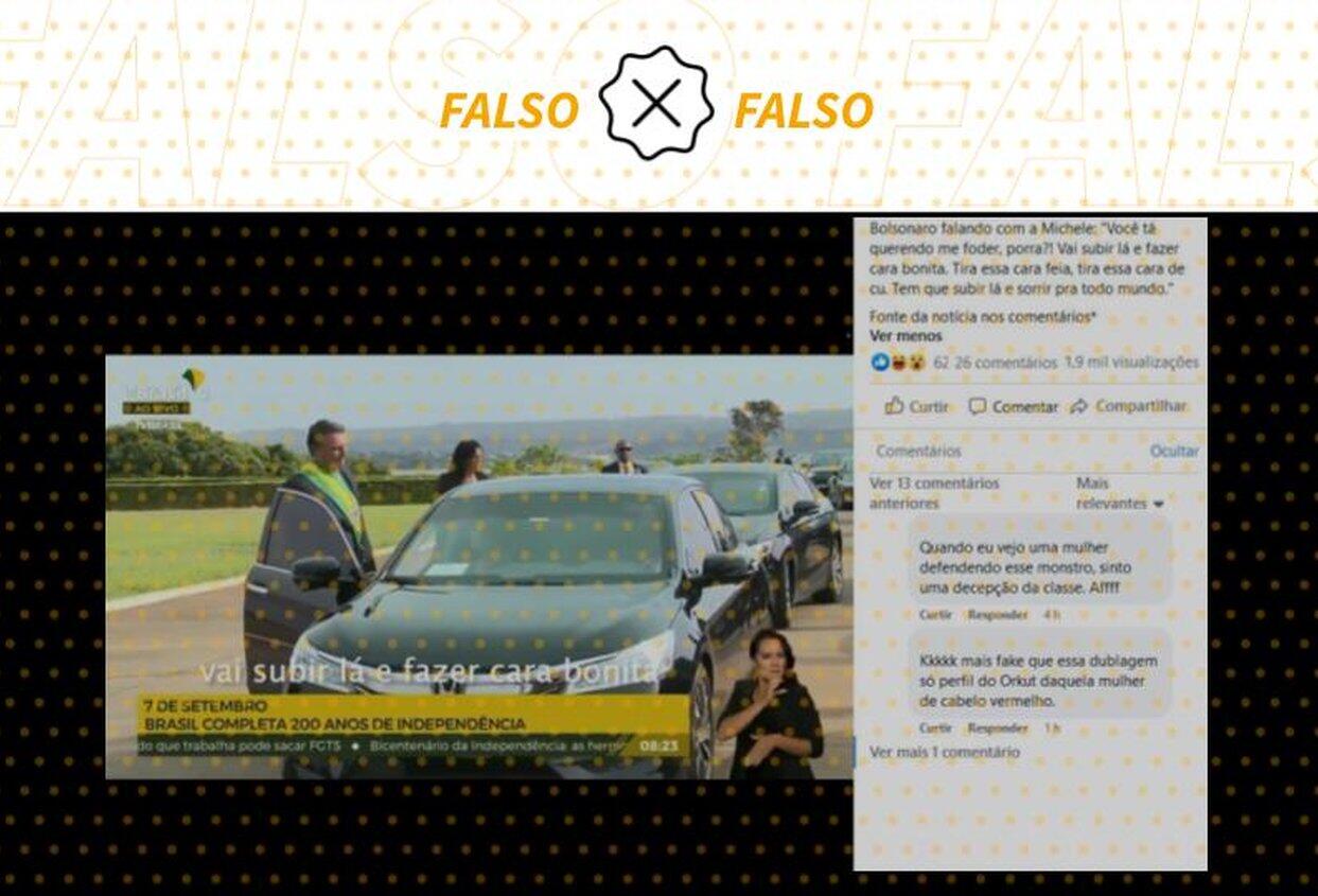 Áudio foi inserido em vídeo que mostra Bolsonaro e Michelle antes do Sete de Setembro
