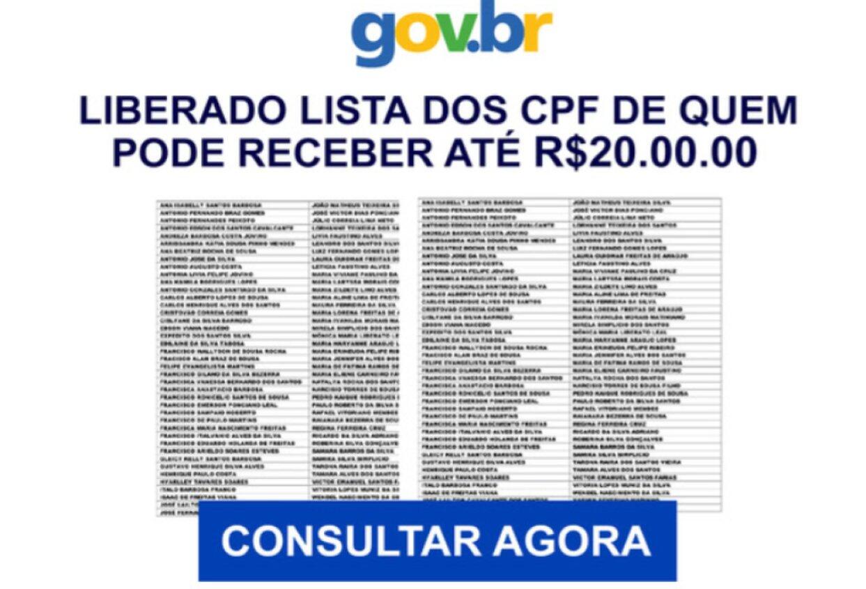 É golpe lista que promete indenização de até R$ 20 mil do governo federal