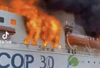 Gravação que registra navio da COP30 em chamas foi gerada por inteligência artificial