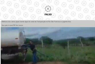 Vídeo de caminhões descartando água é de 2017 e sem relação com a transposição do São Francisco