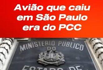 Avião que caiu em SP não era do PCC nem carregava barras de ouro