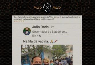 Não é verdade que Doria foi vacinado com imunizante da Pfizer