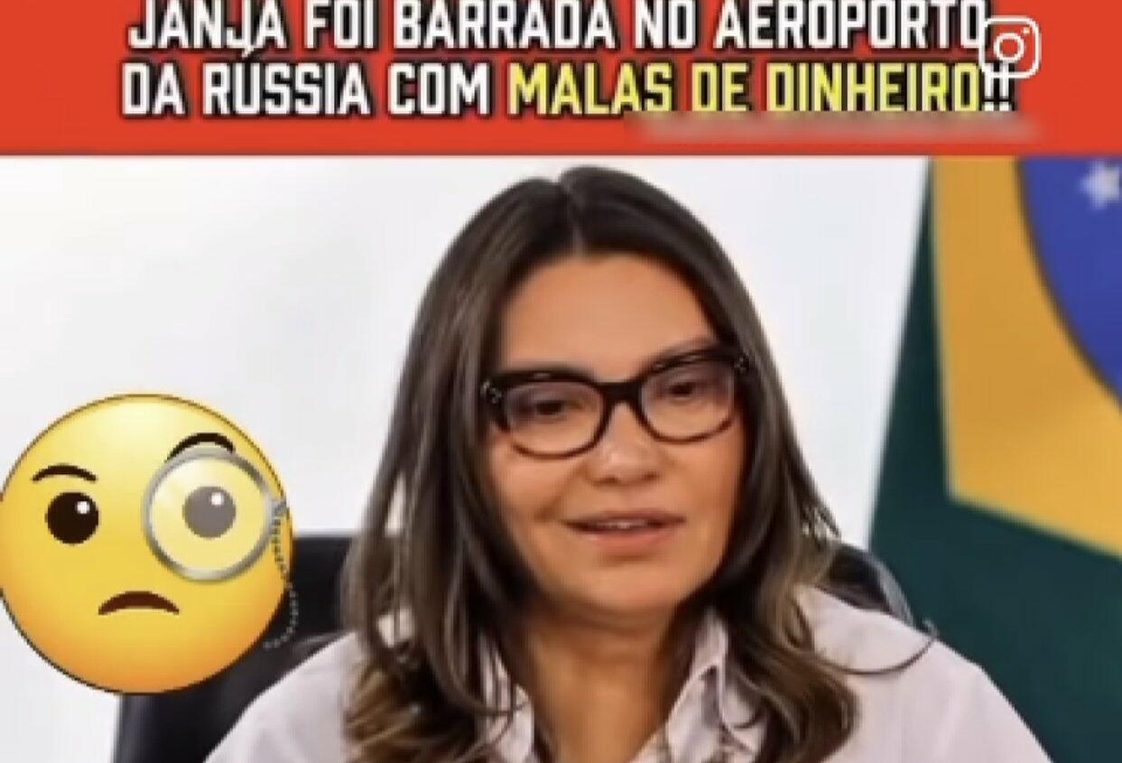 É falso que Janja foi barrada em aeroporto da Rússia com 200 malas de dinheiro