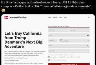 É falso que Dinamarca ofereceu US$ 1 trilhão a Trump para comprar a Califórnia